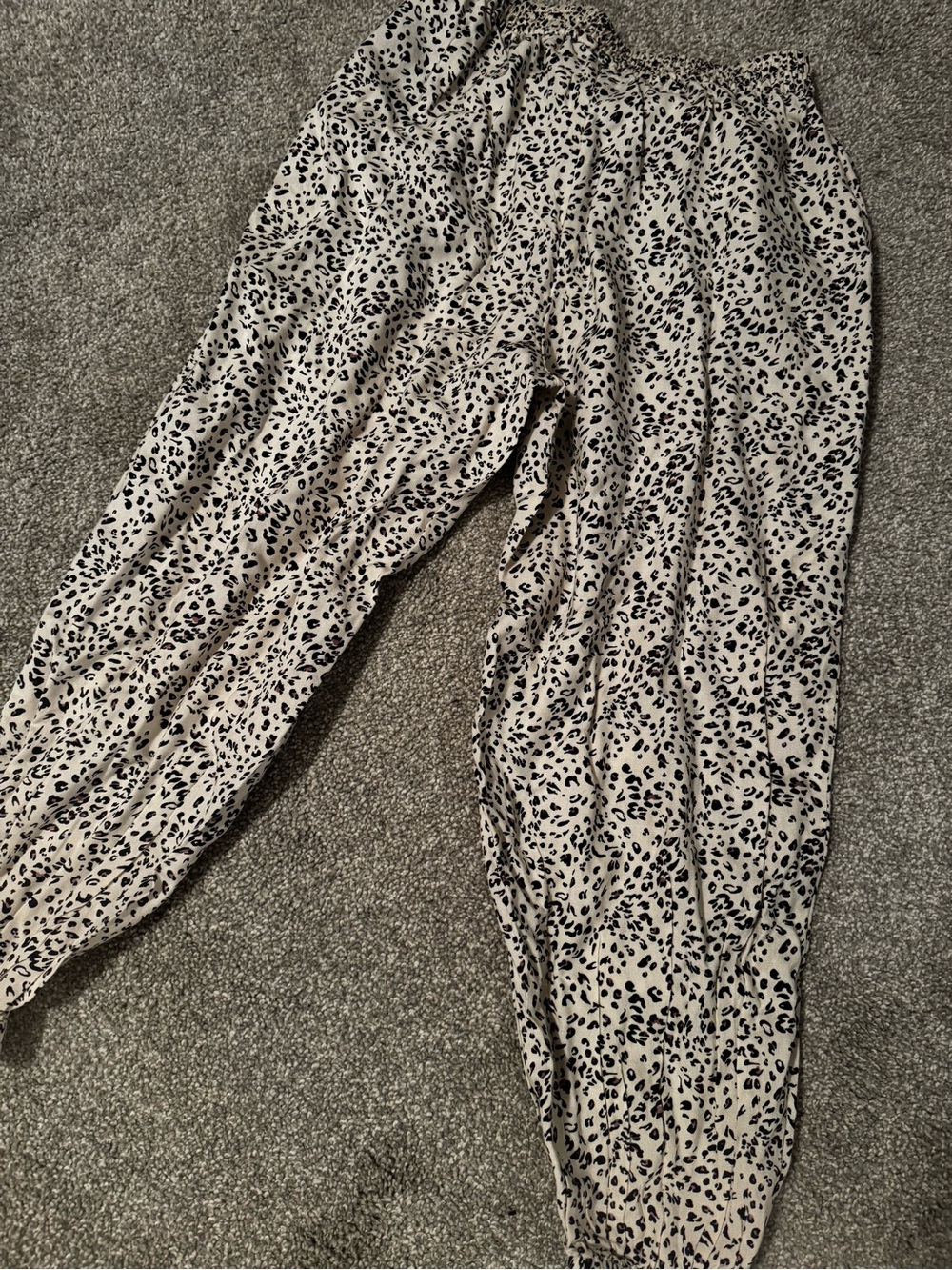 Volcom Cream Pants with Black Leopard Print